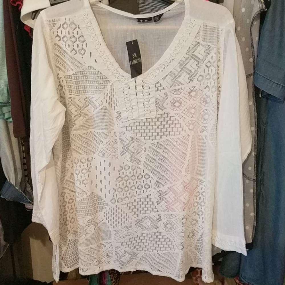 White front lace blouse